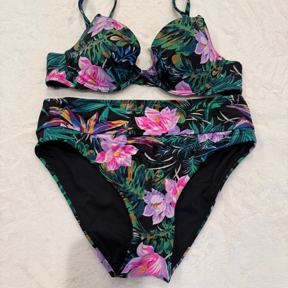 New! Victoria's Secret Black Palm Bikini Set 45583 - Picture 5 of 12